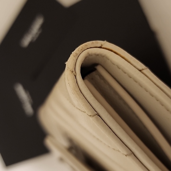 YSL Cloud Gray Caviar Flap Crossbody Large Purse Clutch WOC + Box - Picture 13 of 16